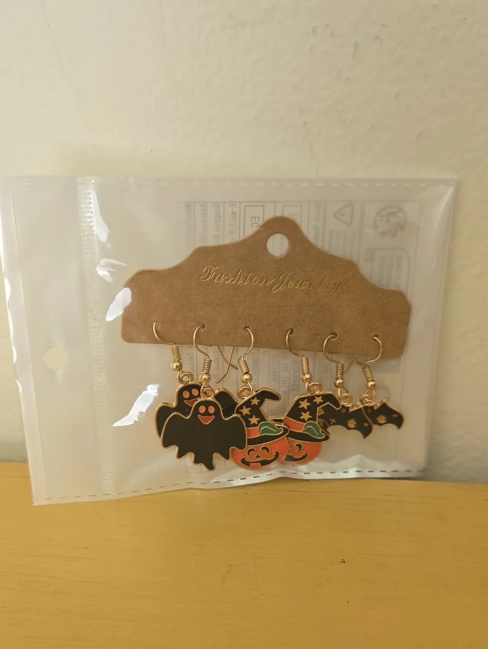 Halloween Earring Set - Black & Orange Pumpkin, Ghost and Bat Designs